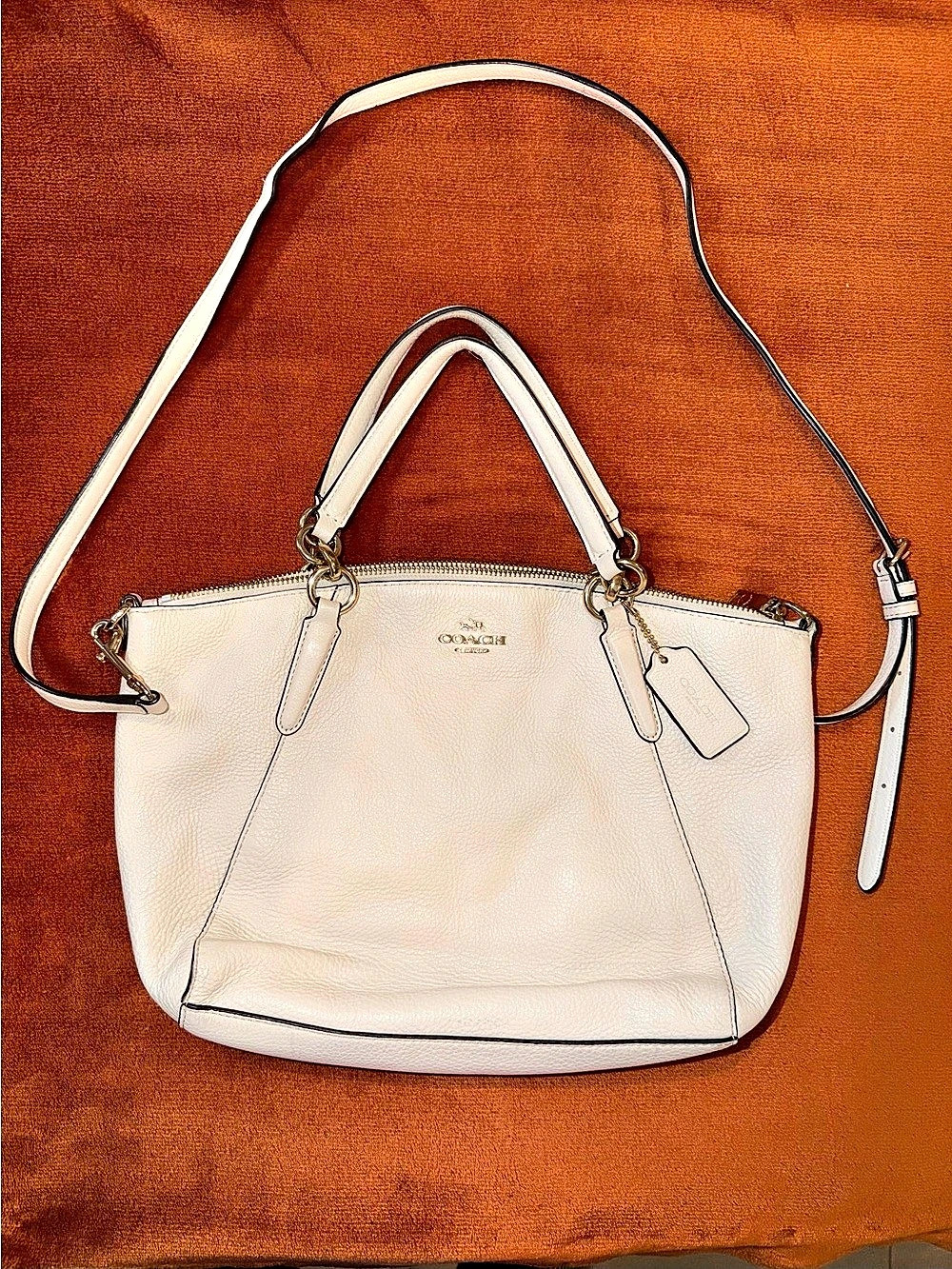 Coach Prairie Satchel Leather Tote in White